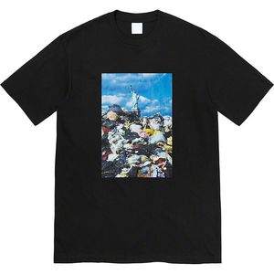 23SSゴミのメンズTシャツクラシックボックス彫像オブリバティゴミ捨てダンプ印刷夏半袖ティー