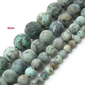 Stone 8Mm 15Inches Natural Beads Dl Polish Matte African Round Loose For Jewelry Making 4/6/8/10Mm Drop Delivery Dhgarden Dhnmt