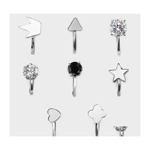 Clip-on skruv tillbaka geometriska ￶rh￤ngen f￶r kvinnor vackert Sier Plated Copper Triangle Love Crown Star Simple Earring Ear Clip Drop DHSBP