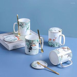 Tassen Die Hand, um Keramikbecher Dschungeltier Nordic Afternoon Tea Löffel Hersteller zu machen, die Kaffeetasse mit Deckel verkaufen