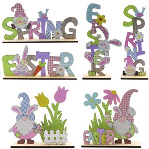 Party Supplies Easter Centerpiece Table Decorations Spring Bunny Gnome Decor Wood Tablett Sign Ornament