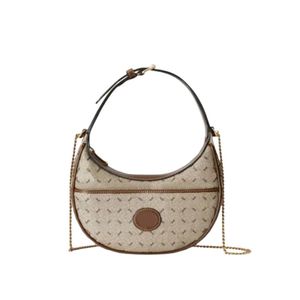 Designer Half-moon Shaped Mini Bag Crescent Handbag Vintage Purse Retro Chain Crossbody Shoulder Bags Canvas Classic Letter Printed Zipper Closure