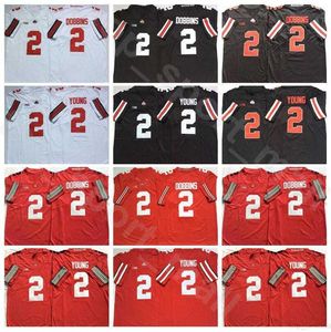 Ohio State Buckeyes Football College 2 Chase Young Jersey University 2 J.K Dobbins Nero Rosso Bianco Traspirante Ricamo E Cucito Caldo