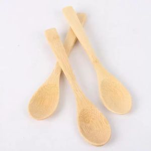 13 cm rotondo bambù cucchiaio di legno zuppa tè caffè cucchiaio di miele cucchiaio agitatore miscelazione strumenti di cottura catering utensile da cucina all'ingrosso FY2693