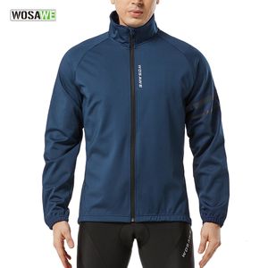 WOSAWE Herren-Fahrradjacke, Winter-Thermo-Fleece, Fahrrad-MTB-Rennradbekleidung, winddicht, wasserdicht, langes Trikot, warm halten, Mantel 230213