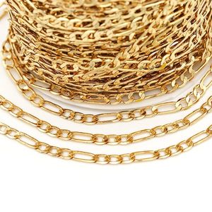 Correntes 10 metros de cobre puro 14k preservação de cor da corrente de ouro Tassel Material de colar de colar de brincos DIY feitos à mão Acessórios de jóias