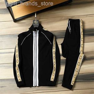 Men's Tracksuits Autumn New Casual Sports Suit Stand Collar Zipper Sweater Hoodie And Two Sets Outdoor Jogging Wear 0214V23