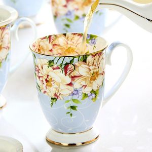 Mugs Cup Ceramic Creative Mug With Lid Large Capacity Bone China Water Breakfast Milk Coffee Flower Tea