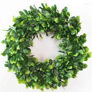 Dekorativa blommor Garland Green Leaf Artificial Wreath For Wedding Car Diy Door Hem Hanging Wall Window Decoration