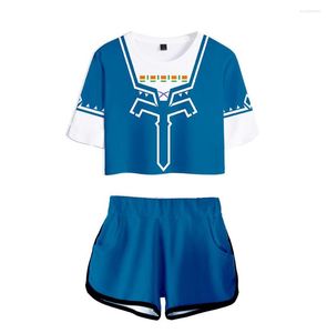 Men's T Shirts Tshirt Two Piece Set Short Pants The Hyrule Fantasy Breath Of Wild Sexy Women Sets Lovely Dew Navel Tops And Shor