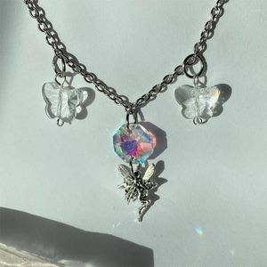 Anhänger Halsketten Fairy Sparkle Drop Butterfly Halskette Cottage Core Hippie Choker Sailor Inspired Magical Girl Schmuck