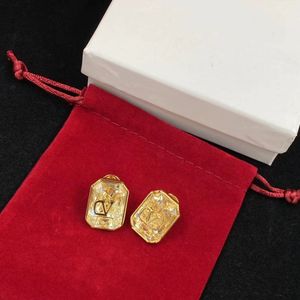 Bright yellow diamond stud earrings 18k gold-plated brass noble luxury earrings women's shiny jewelry