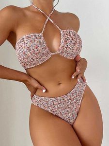 Costume da bagno Halter stile brasiliano Abbigliamento donna Stampa estiva Vita alta sexy