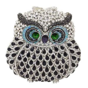 Totes Owl Animal Designer Women Evening Torby Pochette Ręcznie robione sprzęgło do torebki Luksusowa imprezowa torebka Kryształowe Kamienne Sprzęgła 0214/23