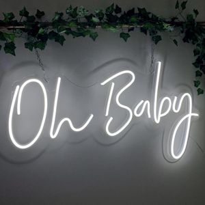 Decorazione per feste 3 piedi Oh Baby e Mr Mrs Led Insegne al neon con luci decorative per pareti in acrilico trasparente