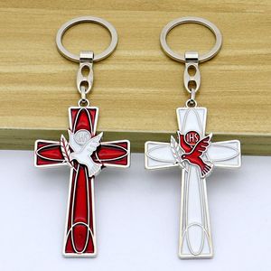 Keychains katholieke geest vrede duif duif hangleutel sleutelhanger heilige Jezus kruis sleutelen sleutelketen vrouwen mannen religieuze auto sieraden geschenk