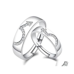 Paar Ringe Mode Trend Offene Koreanische Version Liebe Symbol Finger Ring Pfeil Diamant Paar Schmuck Drop Lieferung Dhm37