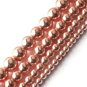 Magnetic Materials 8Mm Natural Stone Beads Rose Gold Hematite Round Loose For Jewelry Making 15 Inches 4/6/8/10Mm Diy Drop De Dhgarden Dhegi