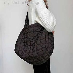 Shoulder Bags Casual Ruched Oversized Women Shoulder Bags Designer Quilted Padded Crossbody Bag Large Capacity Nylon Tote Big Shopper Purses 0214/23