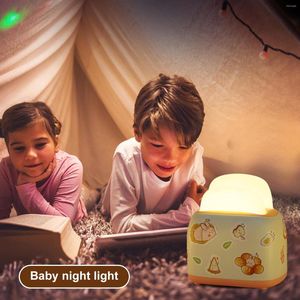 Night Lights Mini Toaster Decorative Light 3-Speed ​​Dimning 5V 1200mAh Kawaii Desk Lamp med klistermärke Toys Gifts Ornament för Home Living