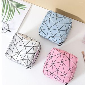 Storage Bags Multifunction Sanitary Napkin Bag Rhombus Pattern Pad Pouch Makeup Reusable Organization