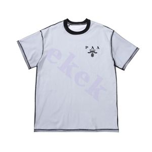 T-shirt da uomo di marca di moda di lusso lettera ricamo doppio strato manica corta girocollo estate maglietta allentata top grigio chiaro