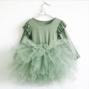 Girl's Dresses Baby Girl Princess Tulle Fluffy Long Sleeve Infant Toddler Puffy Tutu Black Green Party Pageant Dance Clothes 110Y 230214