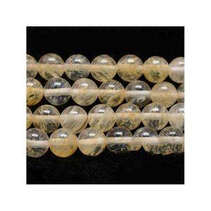 Crystal 8 mm Factory Cena Kamień naturalny gładki cytrynowy kwarc luźne koraliki 16 pasm 6 8 10 12 mm Rozmiar wyboru dla biżuterii Makin Dhgarden Dhv1d