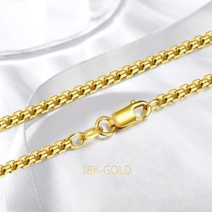 Kedjor Real 18K Yellow Gold Necklace 1.7mmw Box Chain Link for Woman Man Stamp AU750 Hummer Claspchains