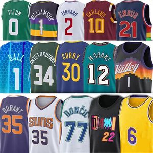 Durant 35 Kevin James Harden Maglie da basket Jimmy Butler Maglie Luka Embiid Garland Ja Booker Morant Stephen 30 Curry LaMelo Ball 75th Shirt