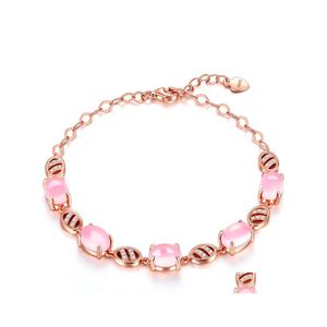 Bangle Fashion Braided Gold Pink Bracelets Bangles с камнями роскошные хрусталь для женщин свадебные украшения Drop Drow Dhm8u