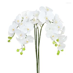 Fiori decorativi 1pc Orchidea di farfalla bianca di seta Tocco reale Orchidee di falena artificiale Fiore finto Casa Matrimonio El Decorazione Bouquet fai da te