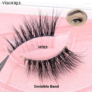 False Eyelashes Visofree Half Mink Lashes 3D Natural Longer Make Up Tool Extension Wispy Eyelash Clear Band HT03