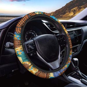 Steering Wheel Covers Spots And Sunflower Pattern Washable Protection Stylish Car Accessories Elastic Cover Set Soft