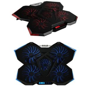 Laptop Cooler Cooling Pad with 5pcs Fans LED SCREEN USB Justerbar anteckningsbok Stand för AirPro 12 17 tums PADS2212621