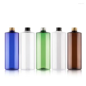 Storage Bottles 500ML Empty Plastic Container Bottle Essential Oil Packaging Shower Gel Screw Aluminum Top Cap Refillable Makeup