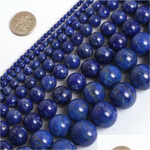 その他の8mm丸い青いラピスラジビーズ天然石diyジュエリーメイキングストランド15インチ卸売ドロップ配信Dhzij