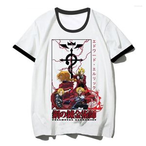 Herr t -skjortor fullmetal alkemist topp tees manlig vit skjorta grunge streetwear 2023 roliga tshirt grafiska par kläder