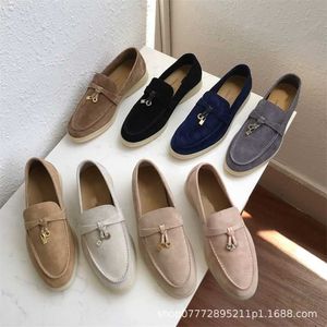 이탈리아 디자이너 Loropiana Shoes Dongguan Shoes High Order Sheepskin 플랫 작은 가죽 신발 게으른 신발 둥근 발가락 싱글 신발 편안한 여자 신발 LP Lefu 신발