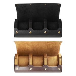 Watch Boxes Cases 3 Slots Roll Travel Case Chic Portable Vintage Leather Display Storage with Slid in Out Organizers 230214