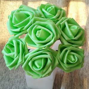 Decorative Flowers Lime Green Fake Foam Roses Apple Artificial Wedding Floral 100 PCS Cake Topper Bridal Bouquet Centerpieces LNPE020