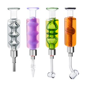 Paladin886 NC088 Hookah Glass Pipe Colored Cooling Oil Inside Dab Rig Smoking Pipes 510 Titanium Ceramic Nails Sharp Quartz Nail 8 Model Nails Fit Your Palm