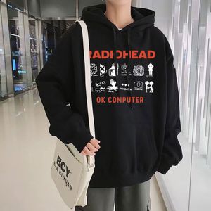 Men's Hoodies Sweatshirts Rock Band Radiohead Hoodie OK Computer Music Album Graphic Pullover Hip Hop Sweatshirt Clothing Loose Tracksuit Streetw