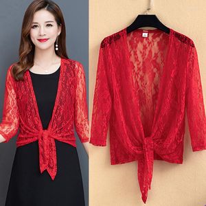 Women's Jackets Women Shrug Summer Tops Ladies Half Sleeve Cropped Lace Bolero Formal Evening Party Elegant Slim Woman Clothes Open Front