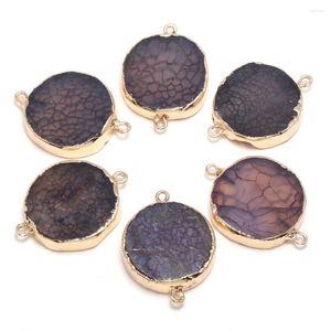 Colares de pingentes de pedra natural gemas redonda conector de ágata handmade Diy requintado de colar elegante para colar de joalheria