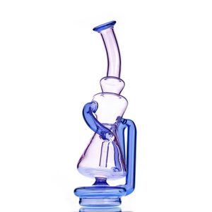 Lila Shihsa Wasserpfeifen Bong Rauchen Glas Bongs Zubehör Recycler Peak Tops 7 Zoll Höhe Funktion gut Shisha Wasserbong Dab Bohrinsel Rohr Carta Peaks