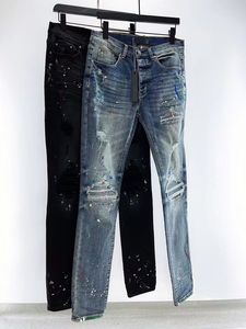 O designer Jean destruiu masculino masculino de jeans skinny de jeans skinny casual Ripped jeans tamanho 28-38 com buracos