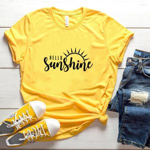 Camisetas para mujeres Top casual Hipster Retro camisa de regalo de gran tamaño Hello Sunshine Camiseta para mujeres Amarillo 90S Camis