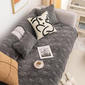 Stol täcker korta plyscha slipcovers soffa handdukskontrollform vinterskydd för vardagsrum 1/2/3 sits slip soffskydd