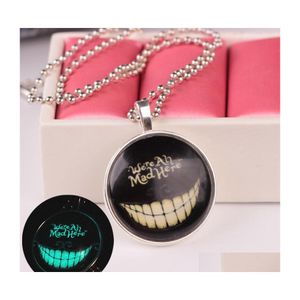 Pendant Necklaces Luminous Necklace Halloween Gift Jewelry Glow In The Dark We Are All Mad Here Punk Drop Delivery Pendants Dhraj